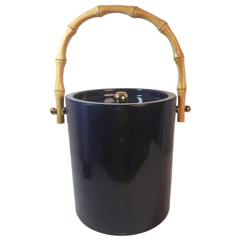 Mark and Graham Bamboo Enamel Ice Bucket Vinyl Monogram 